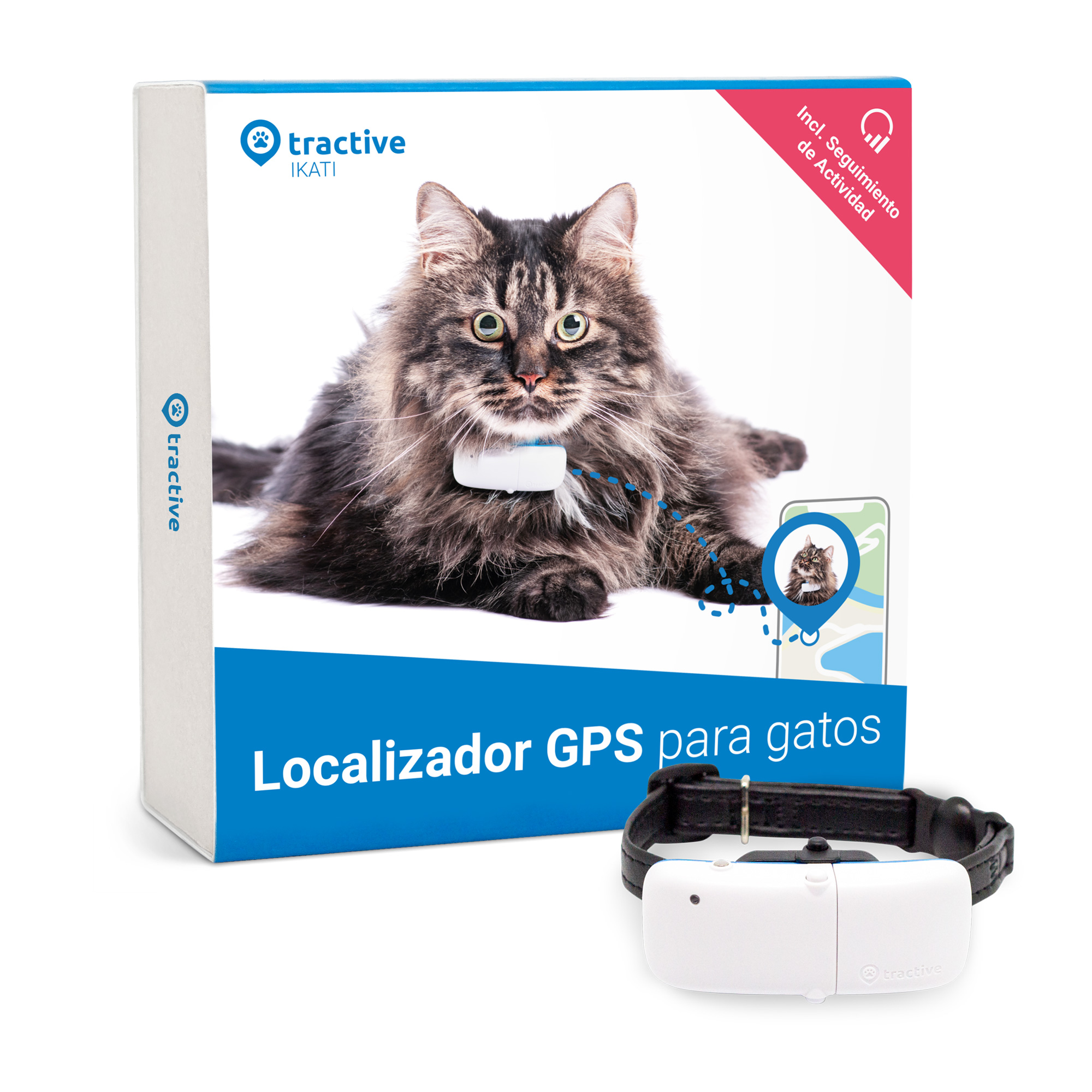 GENERICO Collar Localizador Gps Perro Gatos Chip Rastreador-Blanco